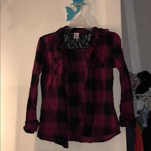 Flannel shirt with lace